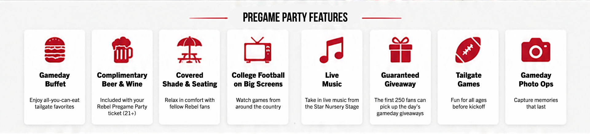 Pregame Party Features